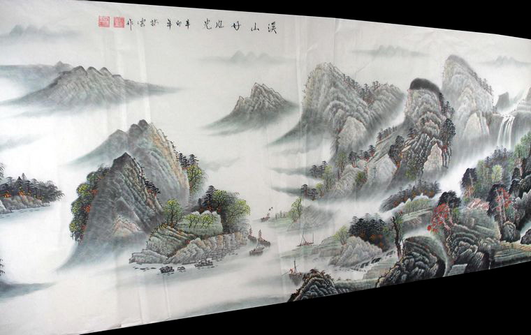 小八尺山水畫溪山風(fēng)光